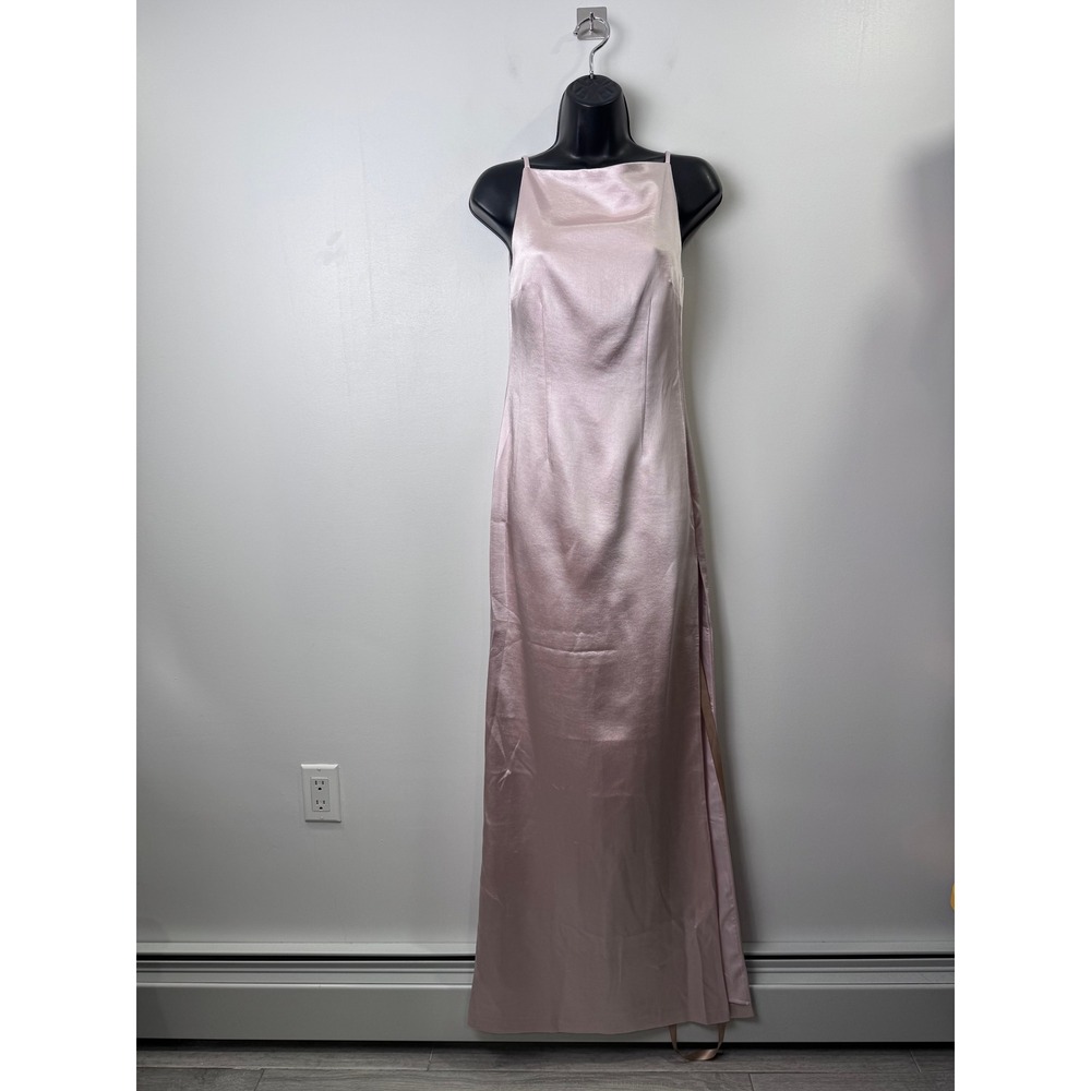 NWT Meshki Soft Pink Violet Sleeveless Satin Maxi Dress Formal XS
